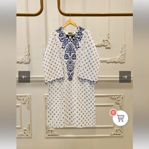 AGHA NOOR Blue and White Dress